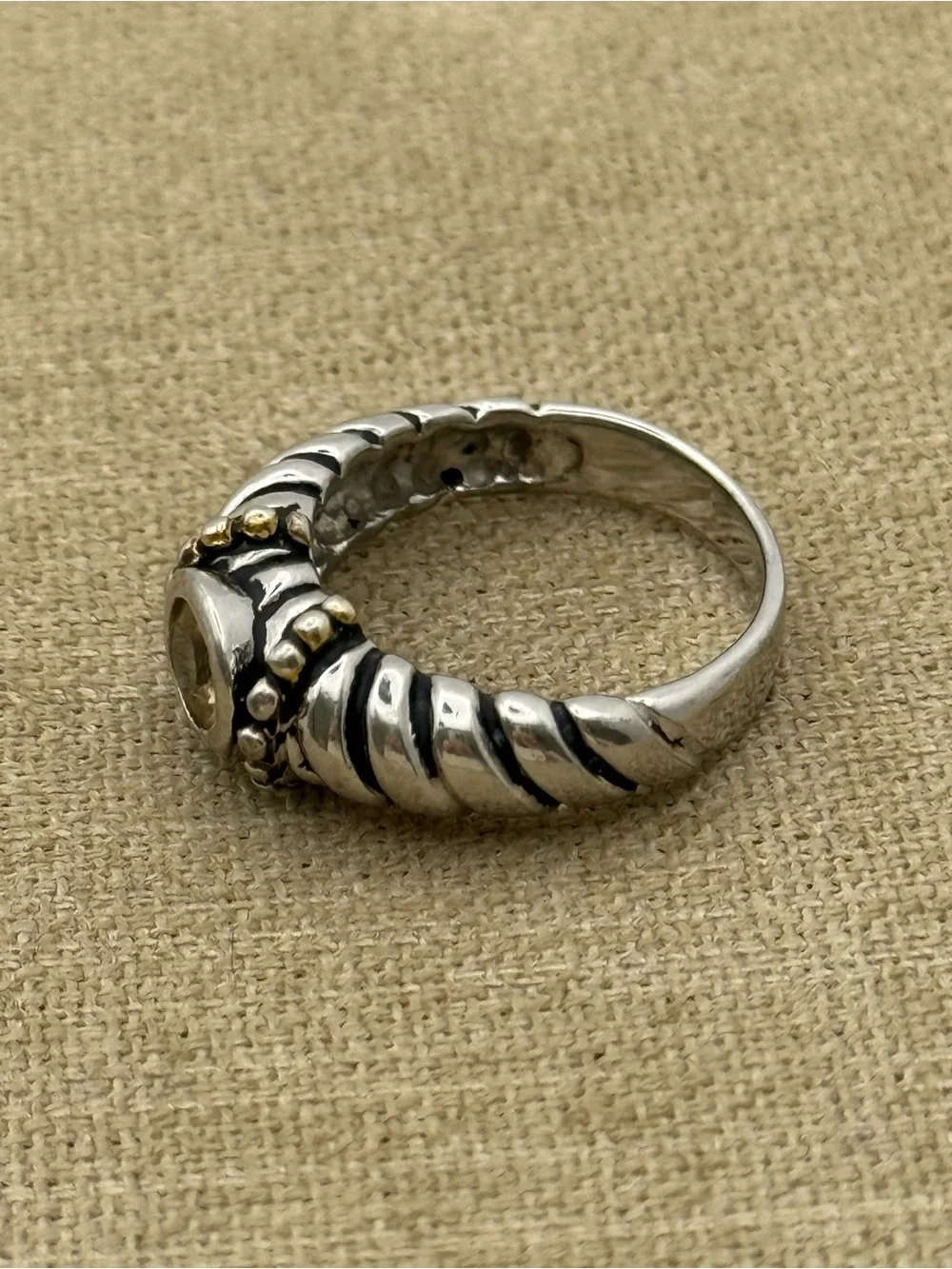 Silver tone Ring with Yellow Citrine Accent